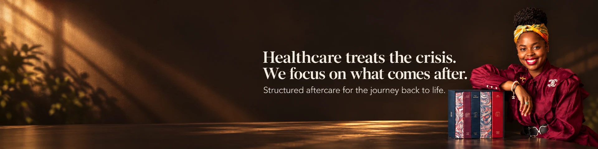 Healthcare treats the crisis. We focus on what comes after. Structured aftercare for the journey back to life.