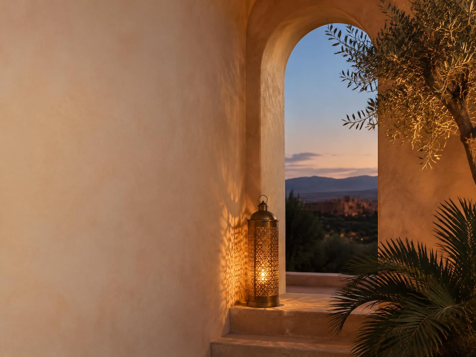 A warm lantern beneath an archway